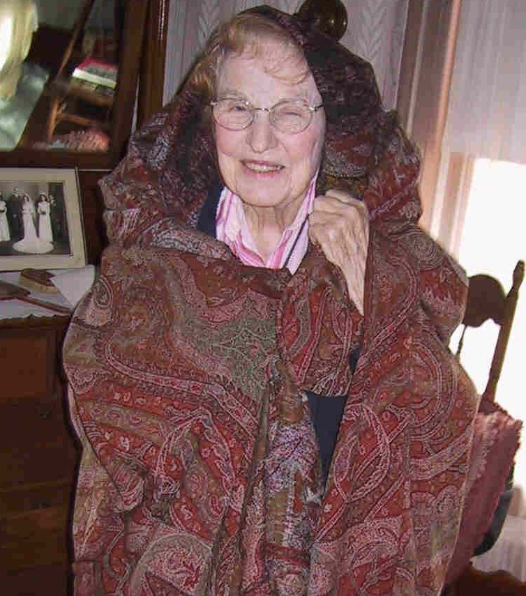 Lillian wearing shawl